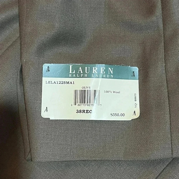 LAUREN RALPH LAUREN Men's Suit Olive Blazer Super 100's Pure New Wool Size 38R - Picture 5 of 15